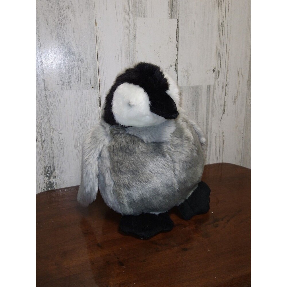 Unipak Penguin Plush 10” Realistic Fat Belly Gray White Black Stuffed Animal Toy